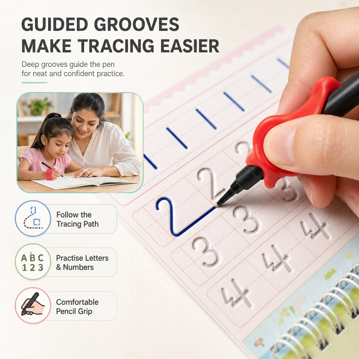 Kids Learning Experience Gift Kit – Reusable Magic Practice Copybook with Pens, Progress Chart & Reward Stickers