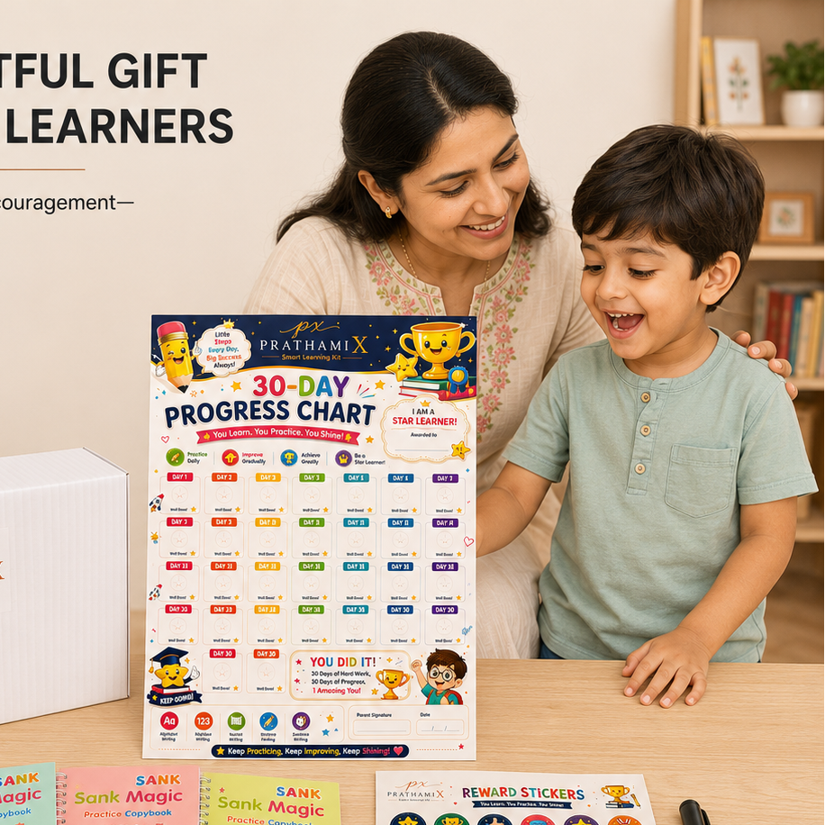 Kids Learning Experience Gift Kit – Reusable Magic Practice Copybook with Pens, Progress Chart & Reward Stickers
